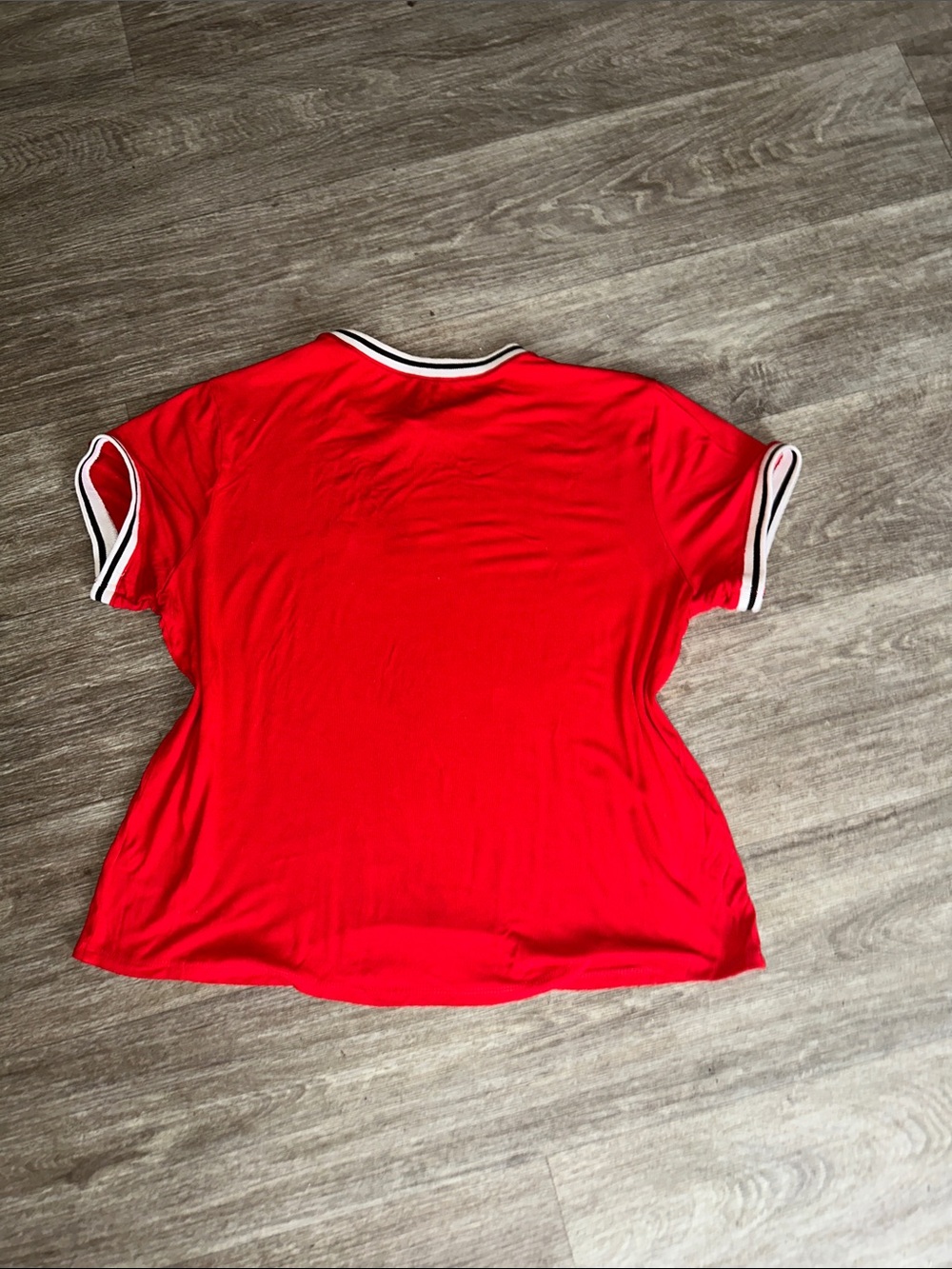 Justice Red Ringer Tee with Black & White Trim and '04 Chest Detail - Picture 5 of 8